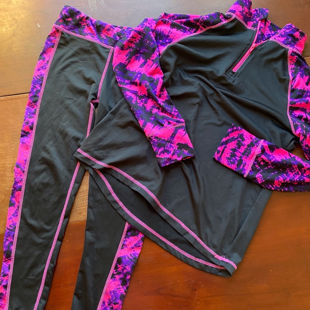 Girls two piece sports outfit. Bottoms size 6X top is 7/8